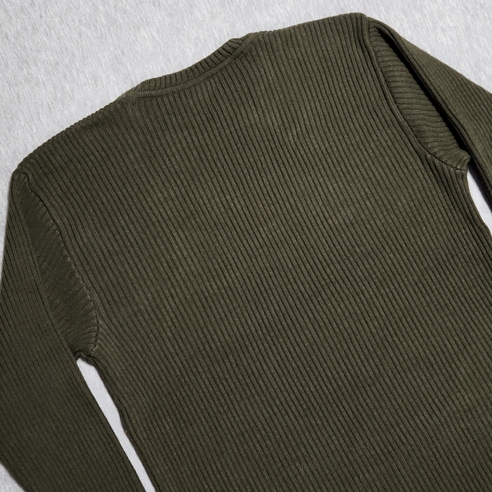 Vintage Y2K XYZ Grunge Eagle Olive Ribbed Pullover Crewneck Sweater Top Shirt - Picture 4 of 12